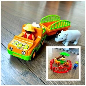 BUNDLE DEAL! Playmobile 123 lion enclosure PLUS rhino with truck set